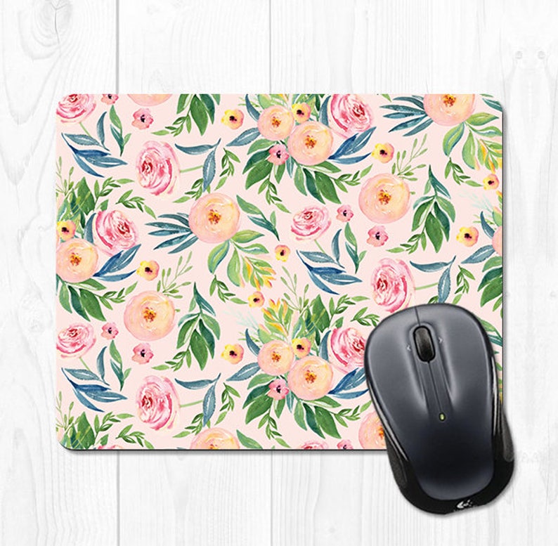 Floral Mouse Pad Pink Desk Accessories Pink Mousepad Pink | Etsy