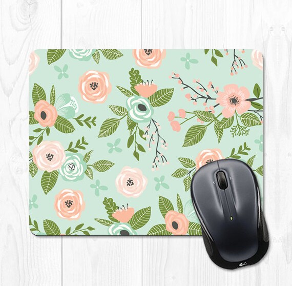 Mint Mouse Pad Gift Mint Office Supplies Floral Mousepad | Etsy