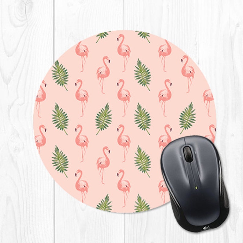 Cute Mouse Pad Round Mouse Pad Pink Mouse Pad Flamingo Etsy