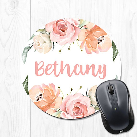 Mouse Pad Round Mousepad Floral Office Desk Accessories Cute Etsy