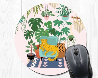 Leopard Mouse Pad Tropical Mousepad Plant Leaves Office Desk Accessories Cute 9232