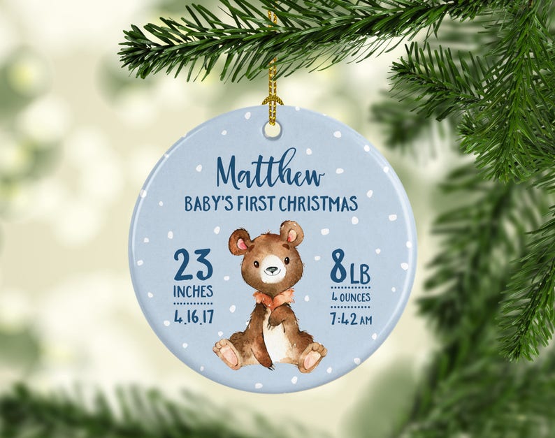 Babys First Christmas Ornament Boy Baby Ornament for Baby Boy Etsy