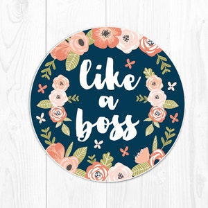 Coworker Gift Mouse Pad Boss Gift School Supplies Coral Desk Decor Dorm Decor Floral Cute Peach Office Supplies Like a Boss Navy Fun 9203