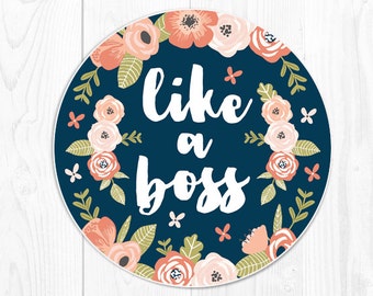 Coworker Gift Mouse Pad Boss Gift School Supplies Coral Desk Decor Dorm Decor Floral Cute Peach Office Supplies Like a Boss Navy Fun 9203