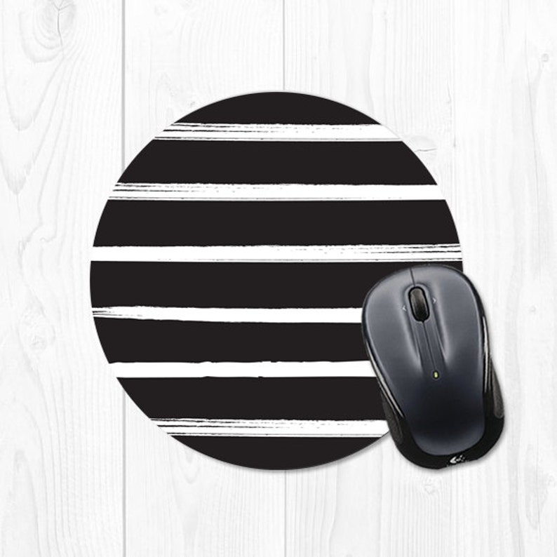 Mouse Pad Computer Mousepad Black and White Striped Mouse Pad Etsy