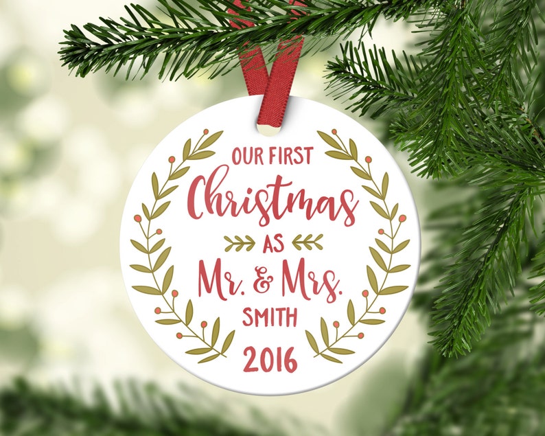 First Christmas Ornament Married Personalized Wedding Gifts For Couple Wedding Ornaments Holiday Decorations 7176 