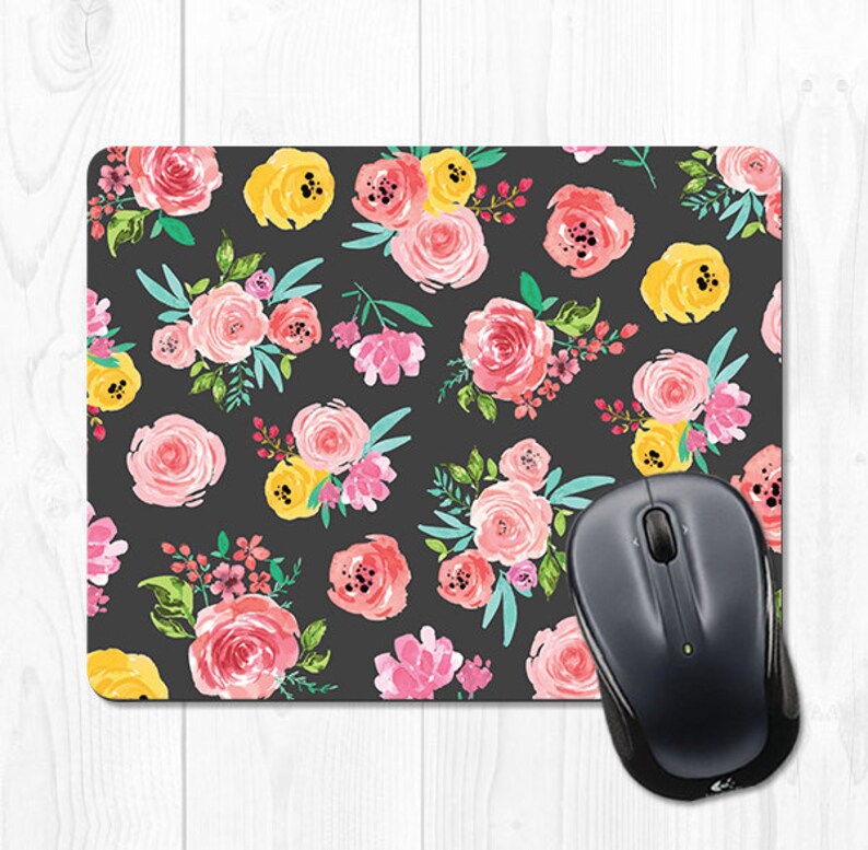 Mouse Pad Floral Mousepad Pink Cute Cubicle Decor Floral Mouse Etsy