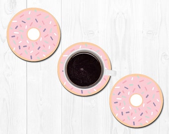 Doughnut Party Favor Coasters Doughnut Coaster Coworker Gift Drink Coaster Home Decor