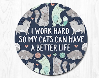 Cat Mouse Pad Mousepad Coworker Gift Cat Lover Gift Office Desk Accessories Navy Blue Mint 9015