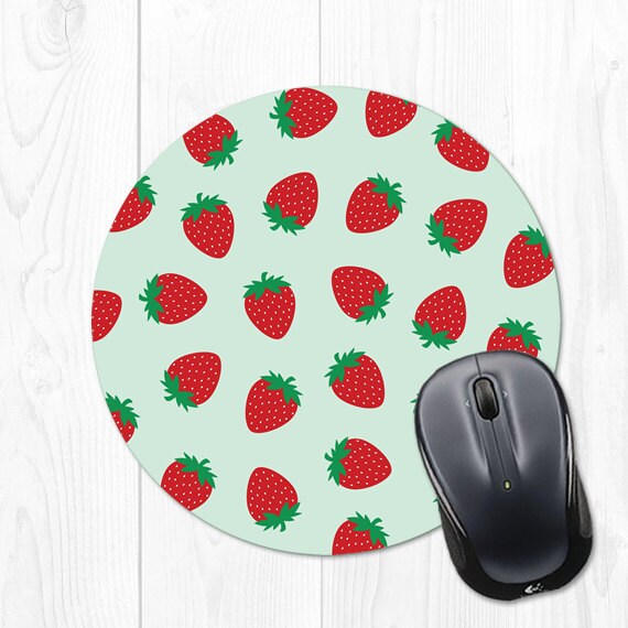 Mouse Pad Fruit Mousepad Strawberry Mint Mouse Pad Strawberry Etsy
