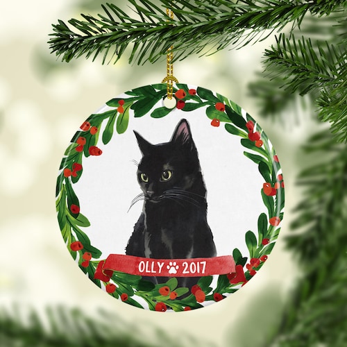 Personalized Ornament Black Cat Ornament Pet Gift Cat Lover - Etsy