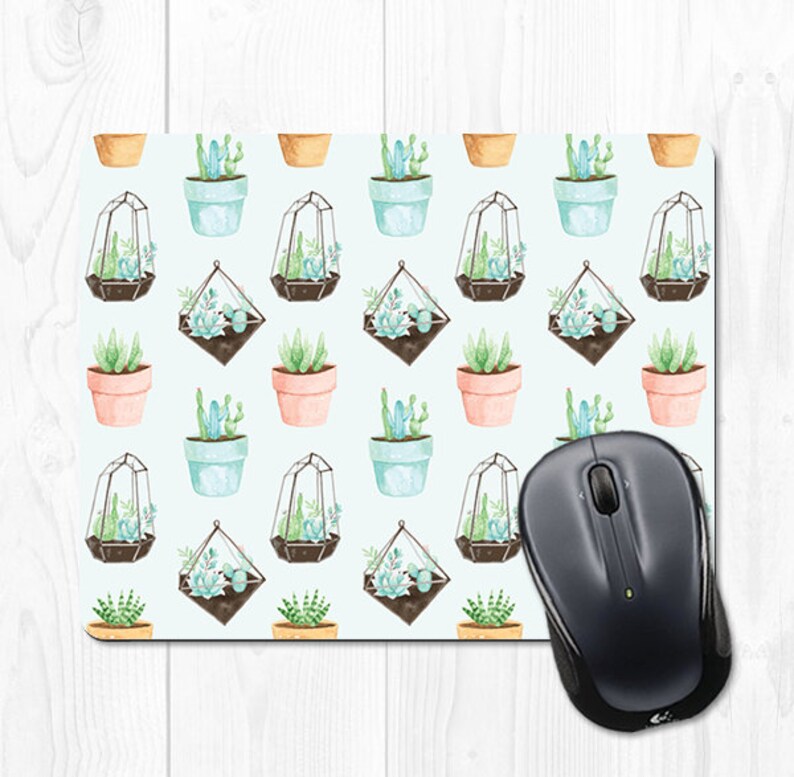 Mouse Pad Cactus Mousepad Succulent Terrarium Office Supplies Etsy