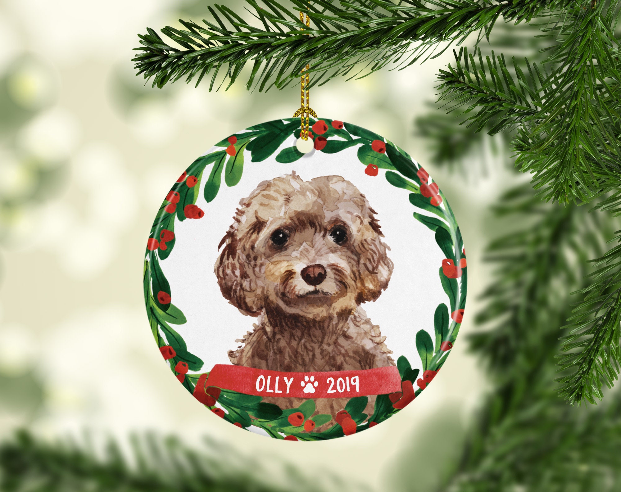 Brown Cockapoo Ornament Cockapoo Christmas Ornament Pet Gift Dog Ornament Personalized Brown Cockapoo Christmas Ornament 7983