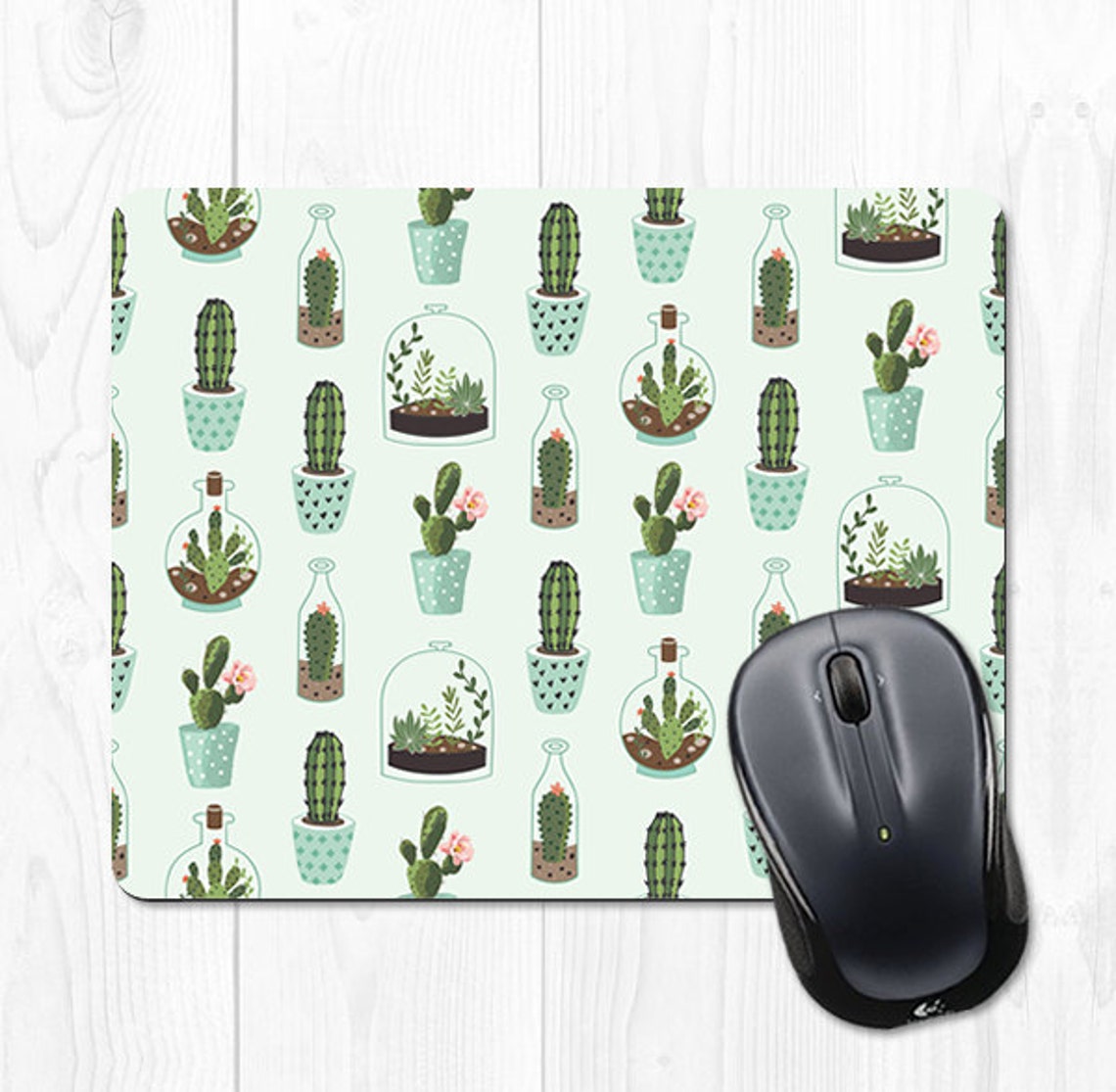 Cactus Mouse Pad Terrarium Mousepad Succulent Office Supplies Etsy