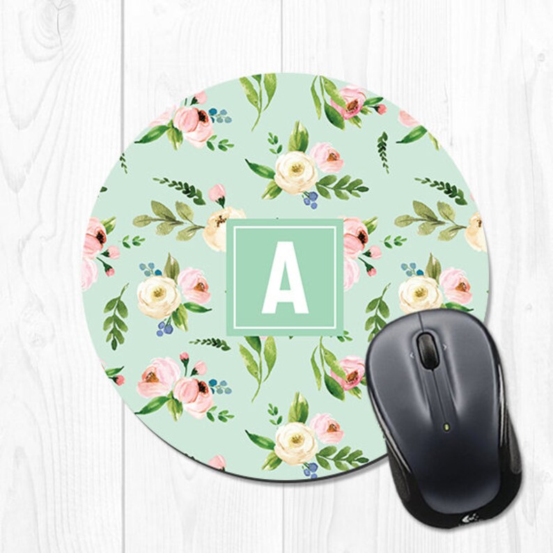 Personalized Mouse Pad ~Monogram Mouse Pad~ Mouse Pad Floral Mouse Pad~ Mouse Pad ~Office Desk Accessories~ Computer Mouse Pad