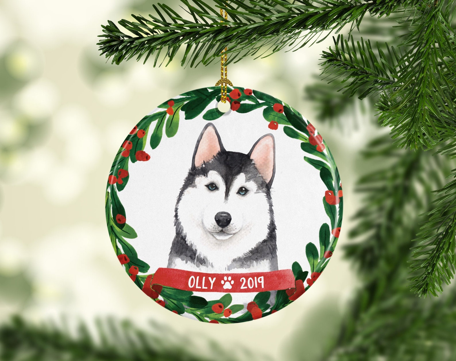 Husky Christmas Ornament 