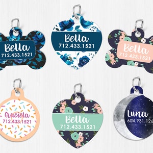 Dog Tags for Dogs Personalized Dog ID Tag Pet Tag Pet ID Tag Dog Lover Gift Heart Lemon Cactus Moon Doughnut  3399