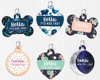 Dog Tags for Dogs Personalized Dog ID Tag Pet Tag Pet ID Tag Dog Lover Gift Heart Lemon Cactus Moon Doughnut  3399