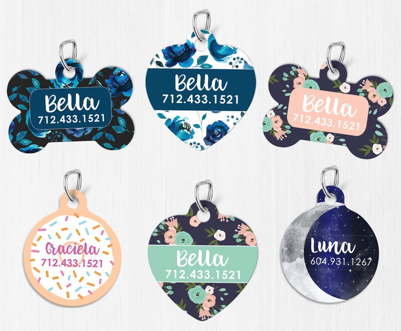 Dog Tags for Dogs Personalized Dog ID Tag Pet Tag Pet ID Tag Dog Lover Gift Heart Lemon Cactus Moon Doughnut 3399 image 1