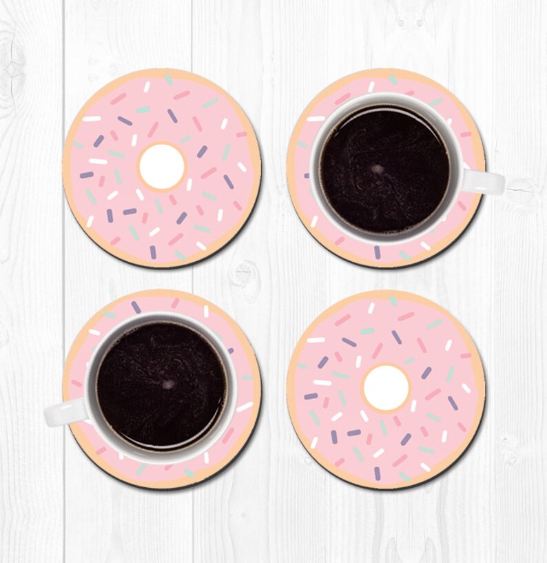 Doughnut Party Favor Coasters Doughnut Coaster Coworker Gift Etsy