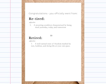 Funny Retirement Card | Minimalist Dictionary Style | Coworker Goodbye Gift | GC283