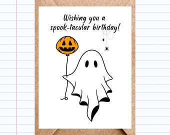 Ghost Birthday Card: Spook-tacular Halloween Greeting | GC093