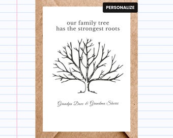 Personalized Grandparents Card | Our Family Tree Has the Strongest Roots | Minimal Keepsake Card | GC066