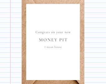 Funny New Home Card: "Money Pit" Housewarming Greeting | GC040