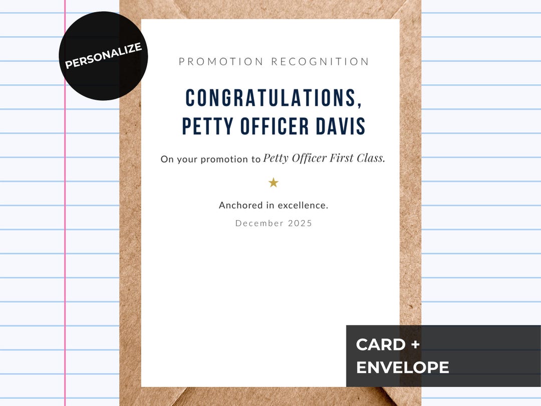 Personalized US Navy Promotion Card | Custom Rank & Name | GC253 - Etsy