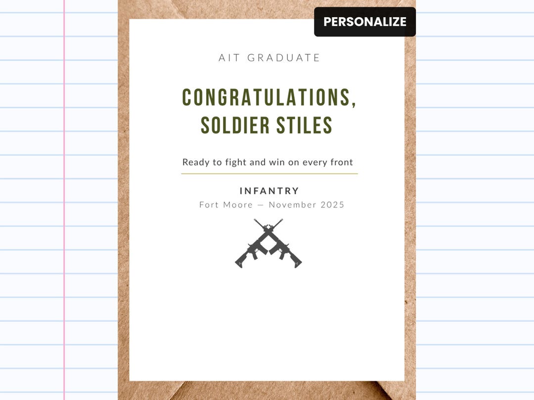 Army Infantry Graduation Card | AIT Graduate | Personalized Military ...