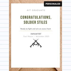 Army Infantry Graduation Card - Etsy