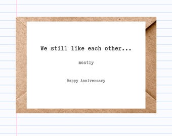 Funny Anniversary Card: Sarcastic Love for Spouse or Partner | GC067