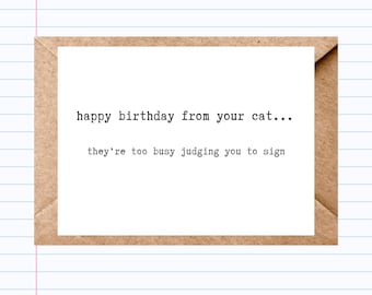Funny Cat Birthday Card: Sarcastic Pet Lover Greeting | GC033