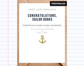 Navy Boot Camp Personalized Graduation Card | Military Graduate Congratulations | GC212