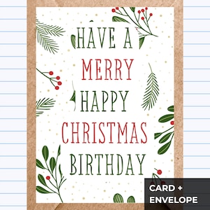 Funny Christmas Birthday Card: Merry Happy Birthday | GC001