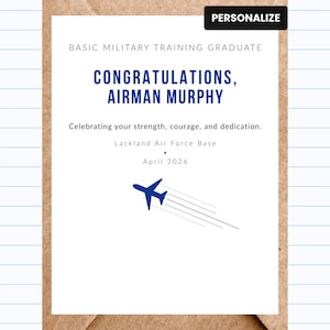 Air Force Basic Military Training Graduation Card Personalized | BMT Graduate Congratulations | GC211
