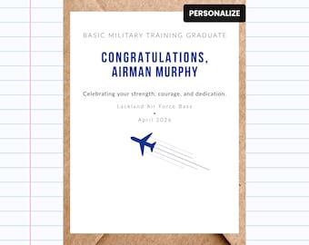Air Force Basic Military Training Graduation Card Personalized | BMT Graduate Congratulations | GC211