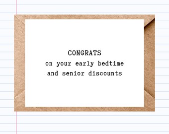 Funny Retirement Card: Sarcastic Early Bedtime & Senior Discounts | GC090