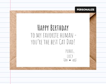 Cat Dad Birthday Card: From the Cat - Modern Minimalist - Personalized | GC179
