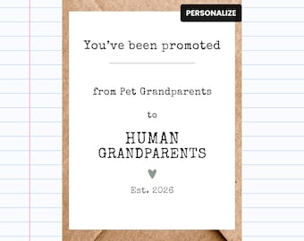 Pet to Human Grandparents Pregnancy Reveal Card | Personalized Announcement | GC372