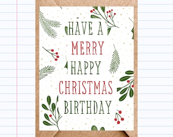 Witty Christmas Birthday Card: Merry Happy Birthday | GC001