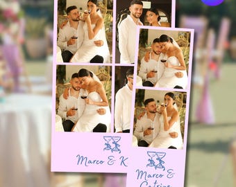 Purple Wedding Photo Booth Template: Wine Illustration, Editable Canva Design (Digital Download)