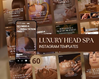 Head Spa Instagram Templates, Japanese Social Media Branding (Canva)