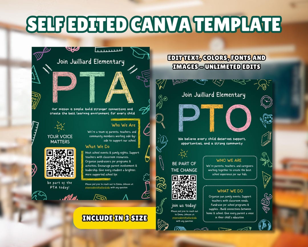 Join the PTA Flyer Template With QR Code | Editable PTO Recruitment ...