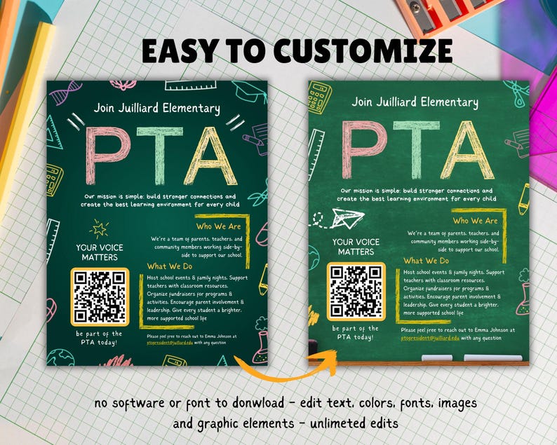 Join the PTA Flyer Template With QR Code | Editable PTO Recruitment ...