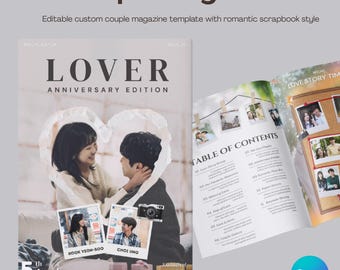Personalized Couples Magazine Template: Romantic Anniversary Scrapbook (Canva Digital Download)