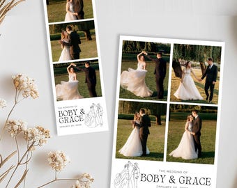 Minimalist Wedding Photo Booth Strip Template: Editable 2x6 & 4x6 (Digital Download)