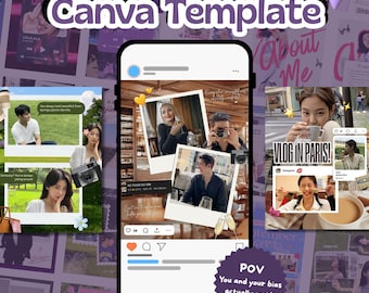 K-Pop Instagram Carousel Templates: Canva Scrapbook Kit (Digital Download, Canva Pro Required)
