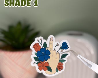 Floral Middle Finger Sticker: Sarcastic Waterproof Vinyl Decal