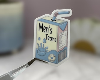 Men's Tears Juicebox Sticker: Sarcastic Feminist Humor
